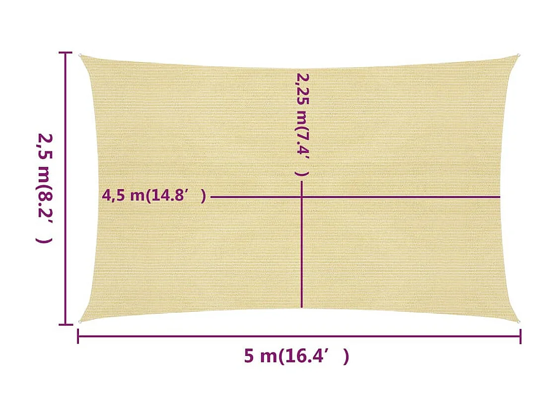 Voile d'ombrage 160 g/m² Beige 2,5x5 m PEHD