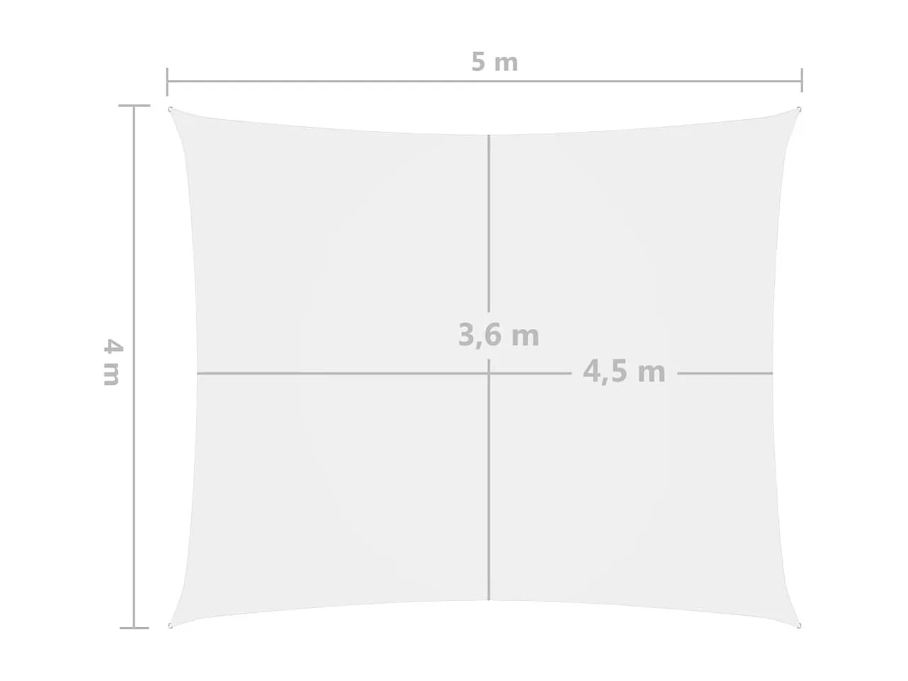 Voile de parasol tissu oxford rectangulaire 4x5 m blanc