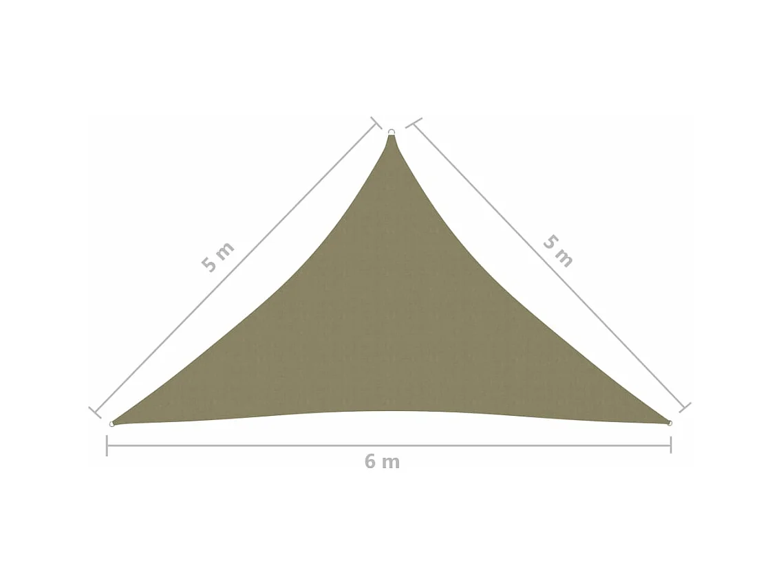 Voile de parasol tissu oxford triangulaire 5x5x6 m beige