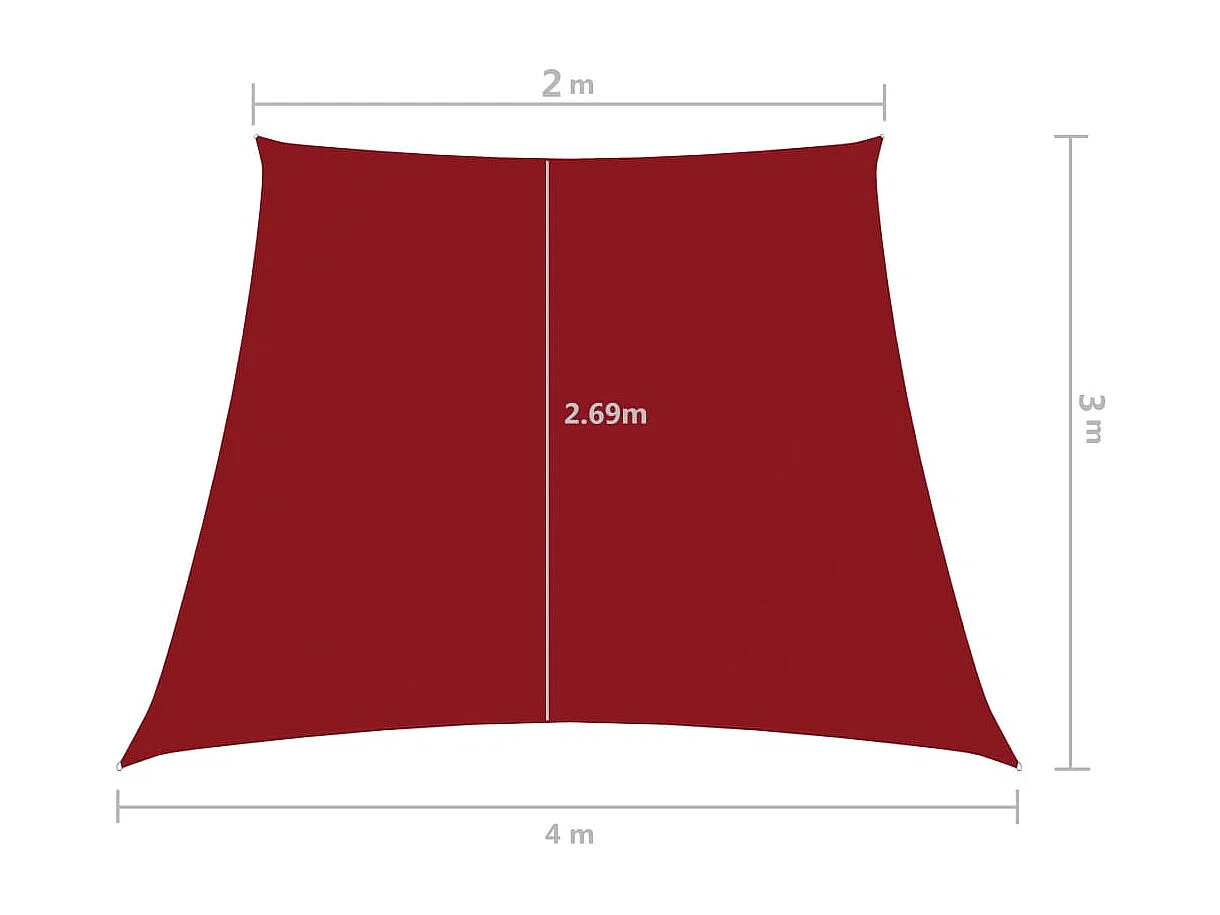 Voile de parasol Tissu Oxford trapèze 2/4x3 m Rouge