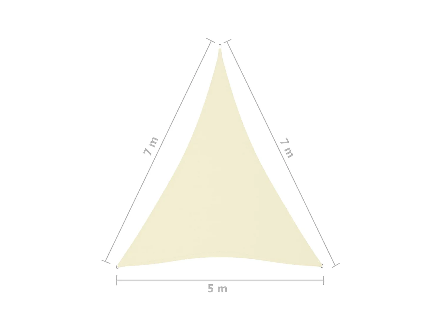 Voile de parasol tissu oxford triangulaire 5x7x7 m crème