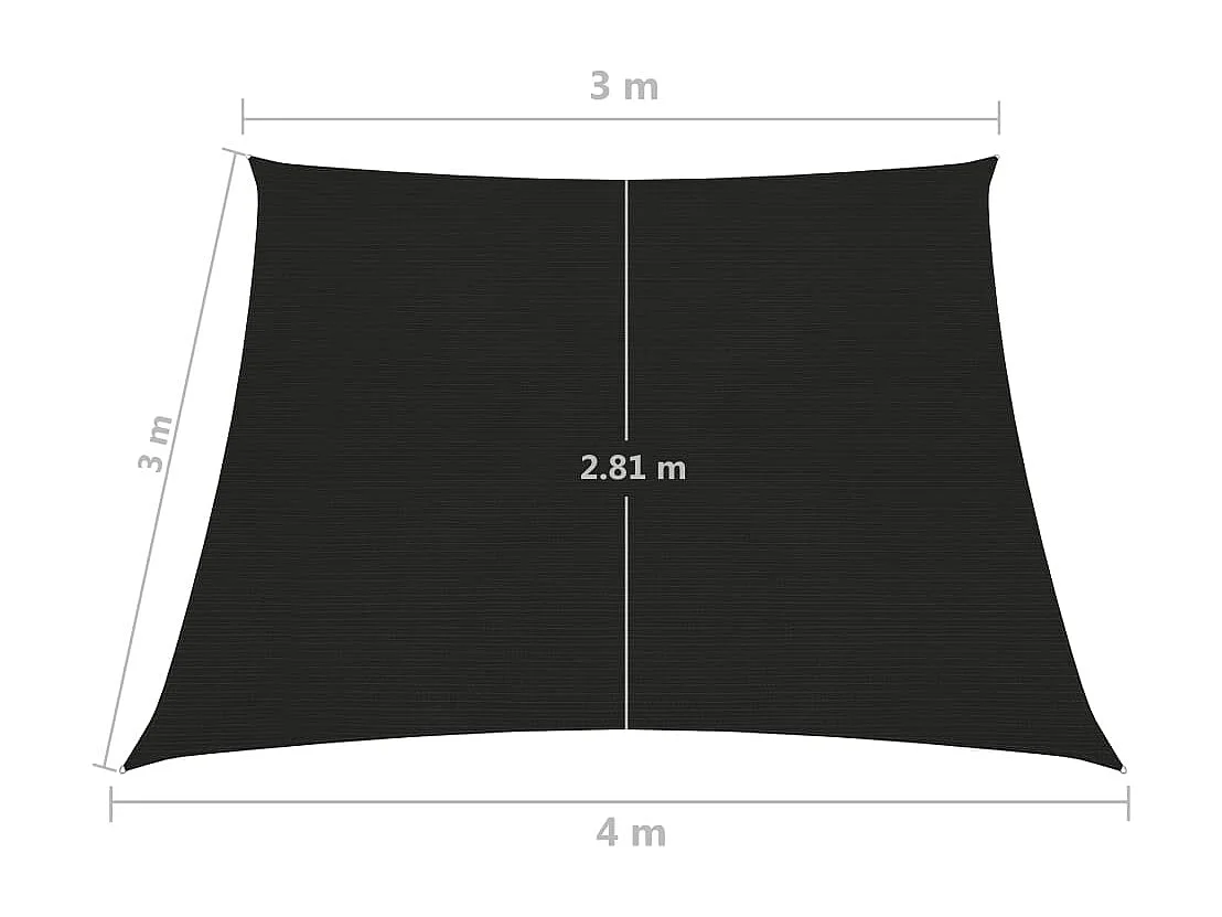 Voile d'ombrage 160 g/m² Noir 3/4x3 m PEHD