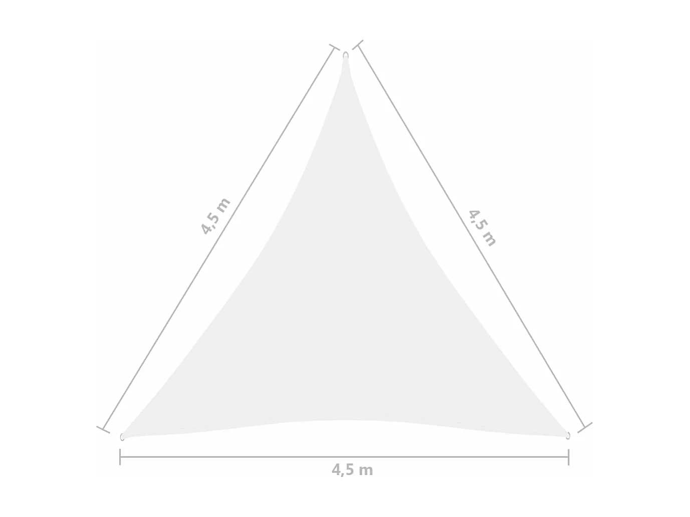 Guarda-sol vela triangular tecido oxford 4,5x4,5x4,5 m branco