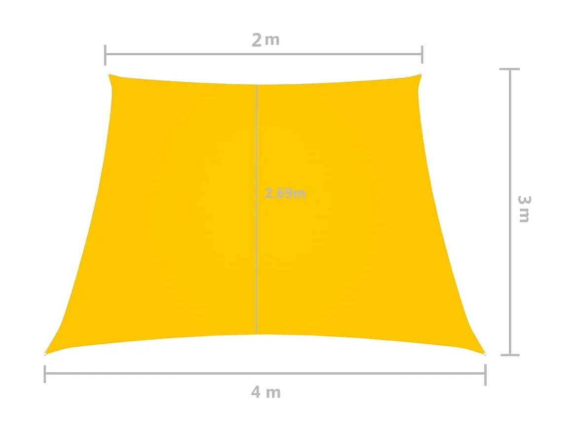 Voile de parasol Tissu Oxford trapèze 2/4x3 m Jaune