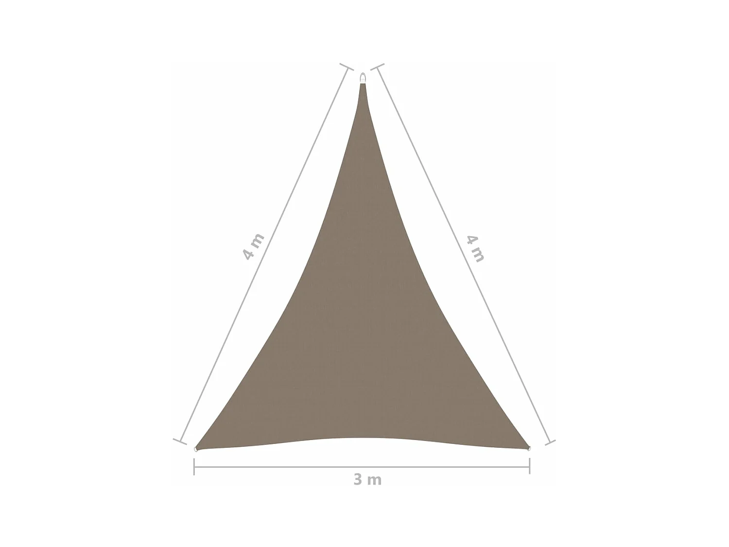 Voile de parasol tissu oxford triangulaire 3x4x4 m taupe