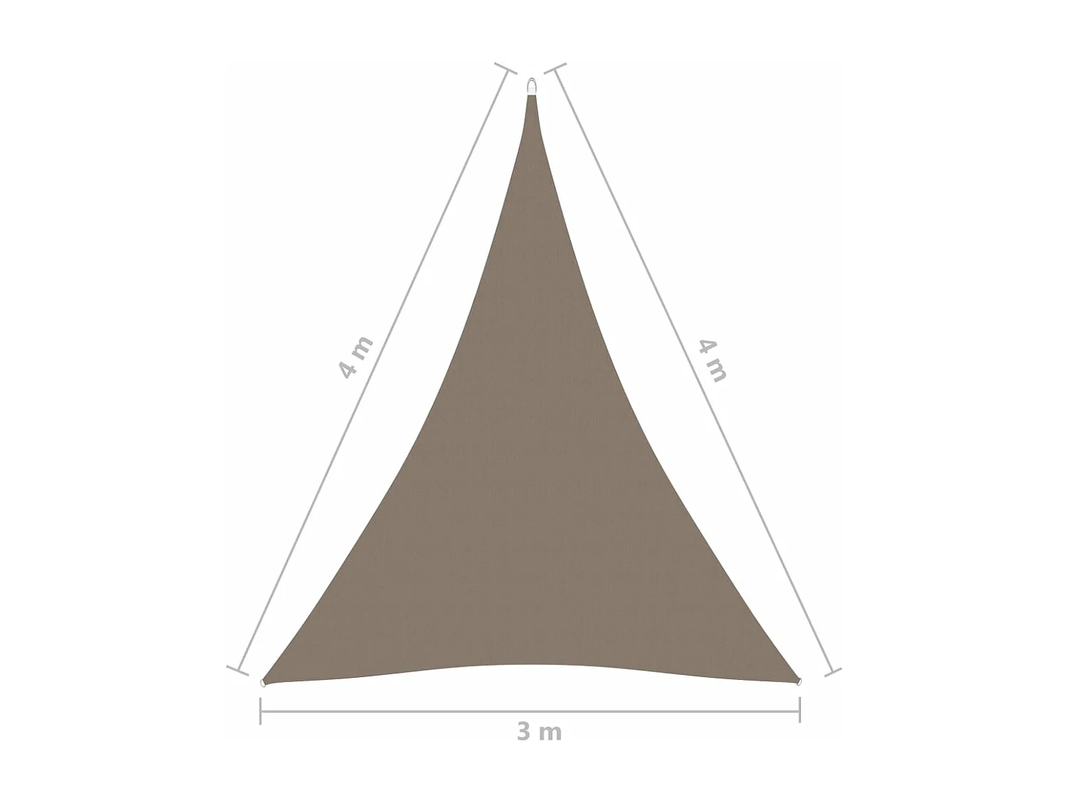 Vela parasole triangolare in tessuto oxford 3x4x4 mt tortora