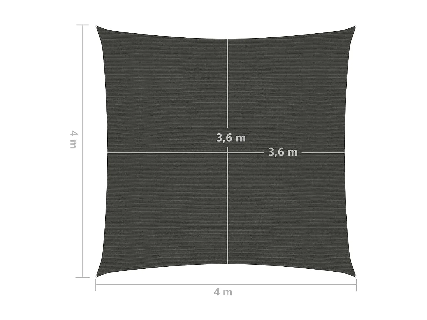 Voile d'ombrage 160 g/m² Anthracite 4x4 m PEHD
