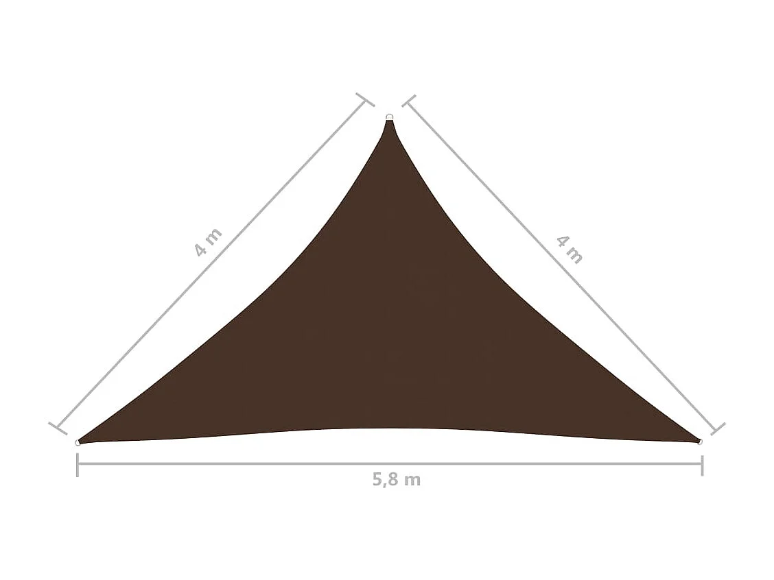 Voile de parasol tissu oxford triangulaire 4x4x5,8 m marron