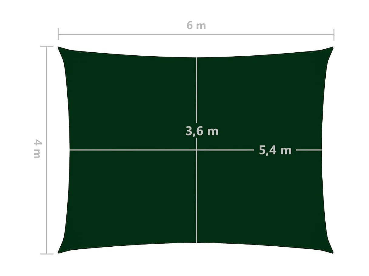 Vela parasole rettangolare in tessuto oxford 4x6 mt verde scuro
