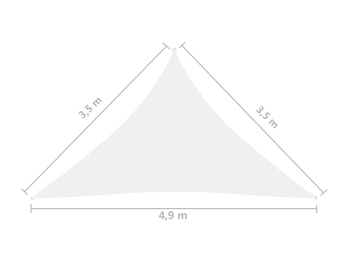 Parasolzeil driehoekig oxford stof 3,5x3,5x4,9m wit