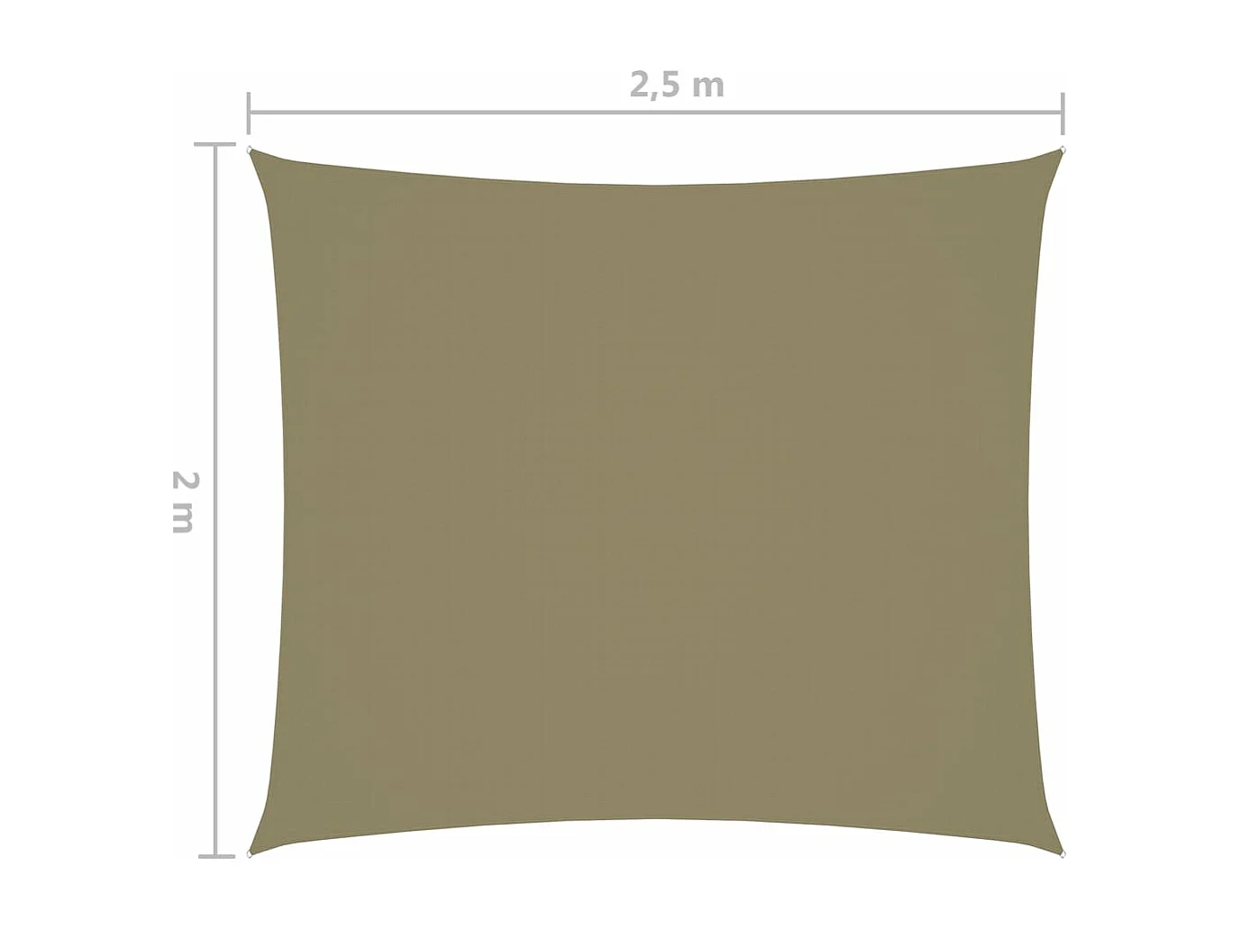 Vela parasole rettangolare in tessuto oxford 2x2,5 mt beige