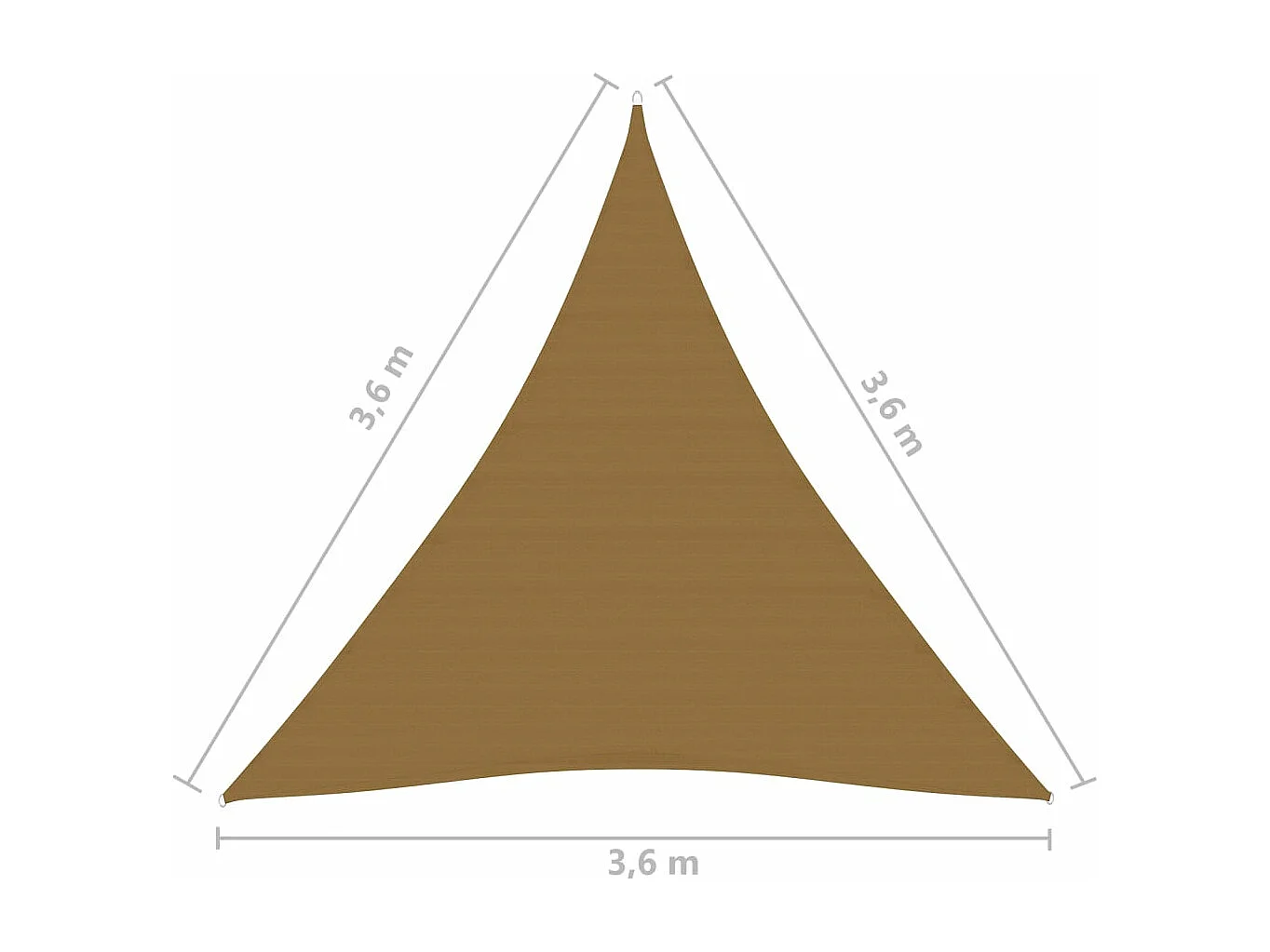 Voile d'ombrage 160 g/m² Taupe 3,6x3,6x3,6 m PEHD