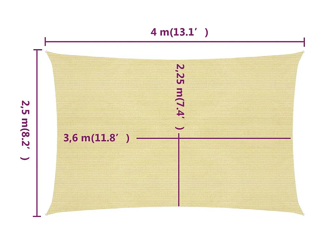 Voile d'ombrage 160 g/m² Beige 2,5x4 m PEHD