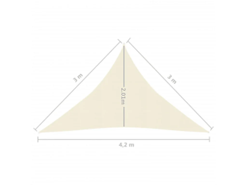Vela de sombra 160 g/m² Crema 3x3x4,2 m HDPE