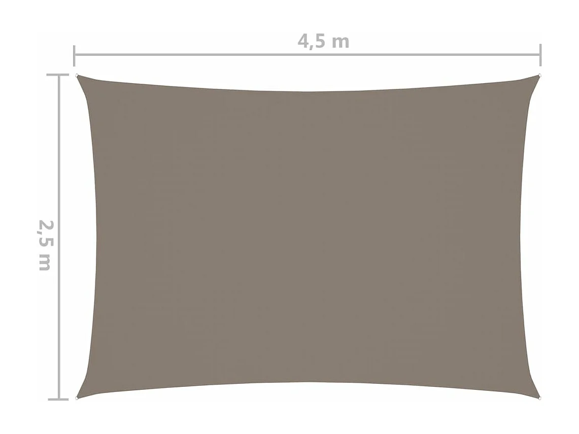 Rechteckiges Sonnenschirmsegel aus Oxford-Stoff, 2,5 x 4,5 m, Taupe