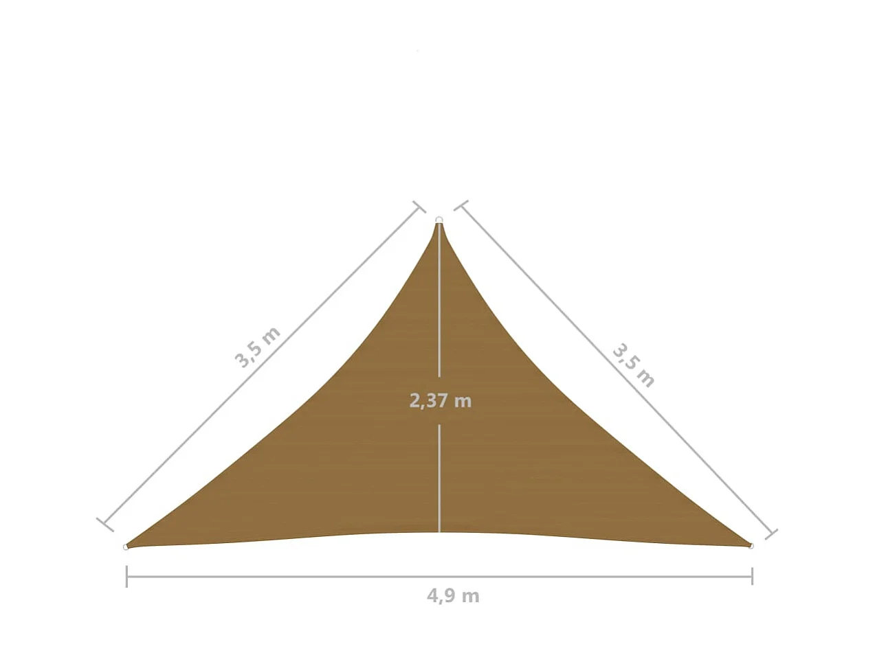 Vela de sombra 160 g/m² Taupe 3,5x3,5x4,9 m HDPE