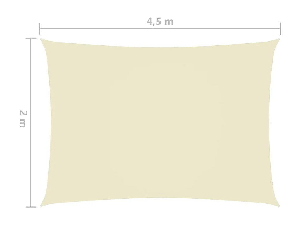 Voile de parasol tissu oxford rectangulaire 2x4,5 m crème