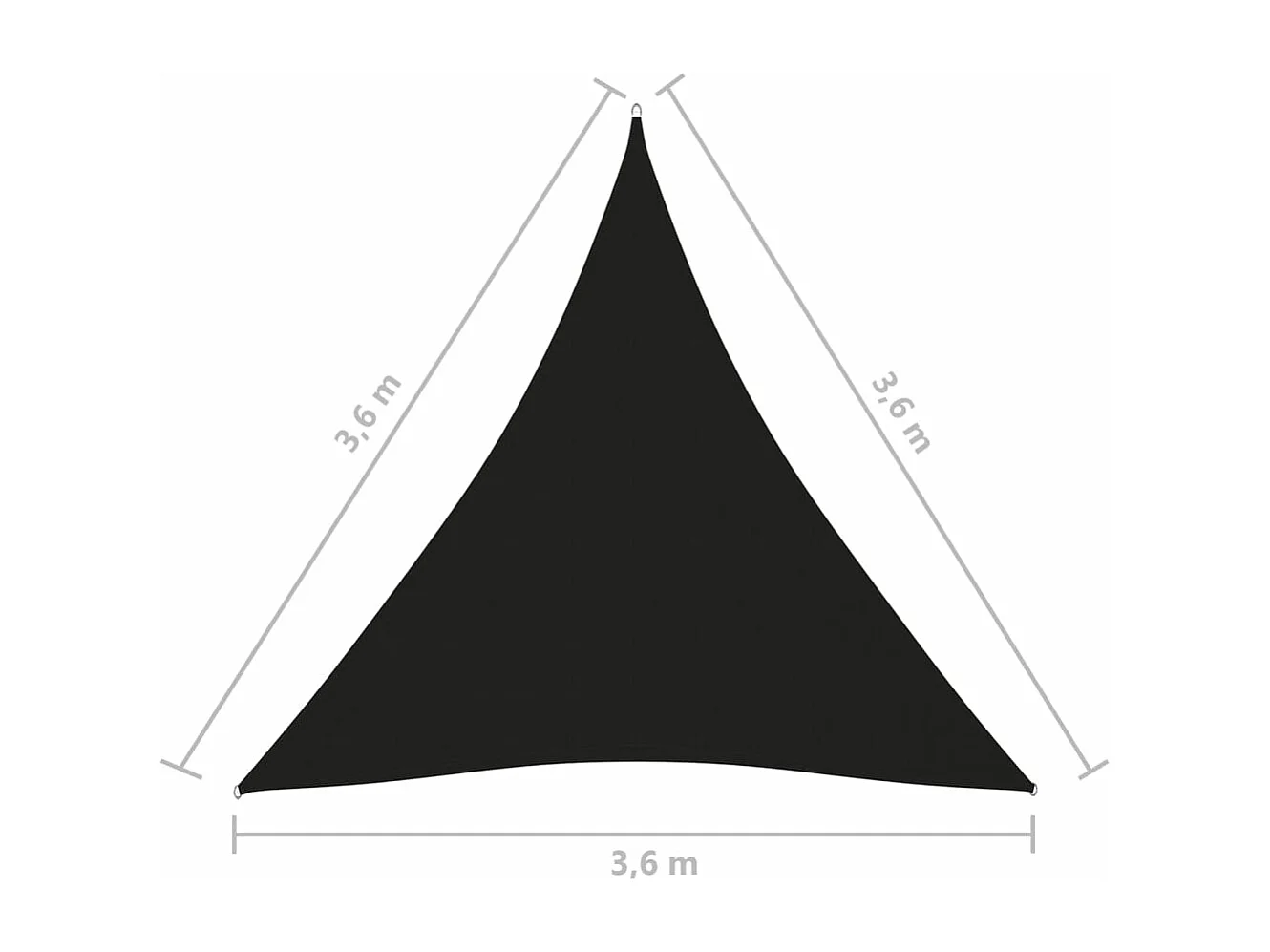 Voile de parasol tissu oxford triangulaire 3,6x3,6x3,6 m noir