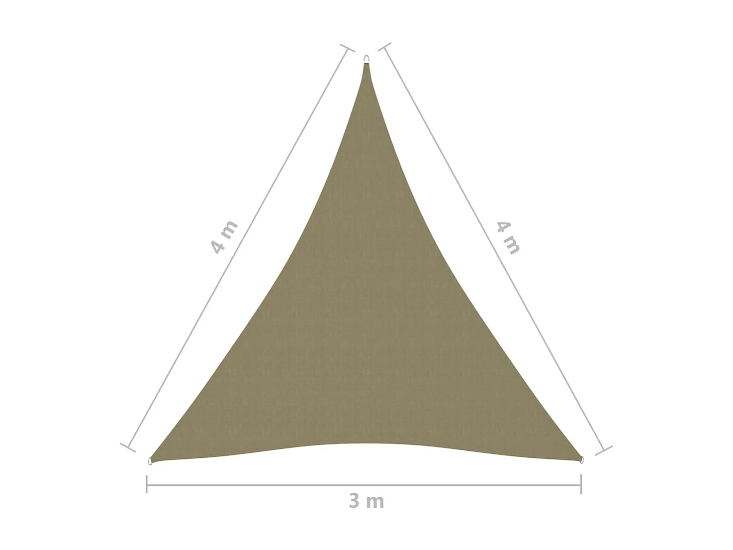 Voile de parasol tissu oxford triangulaire 3x4x4 m beige