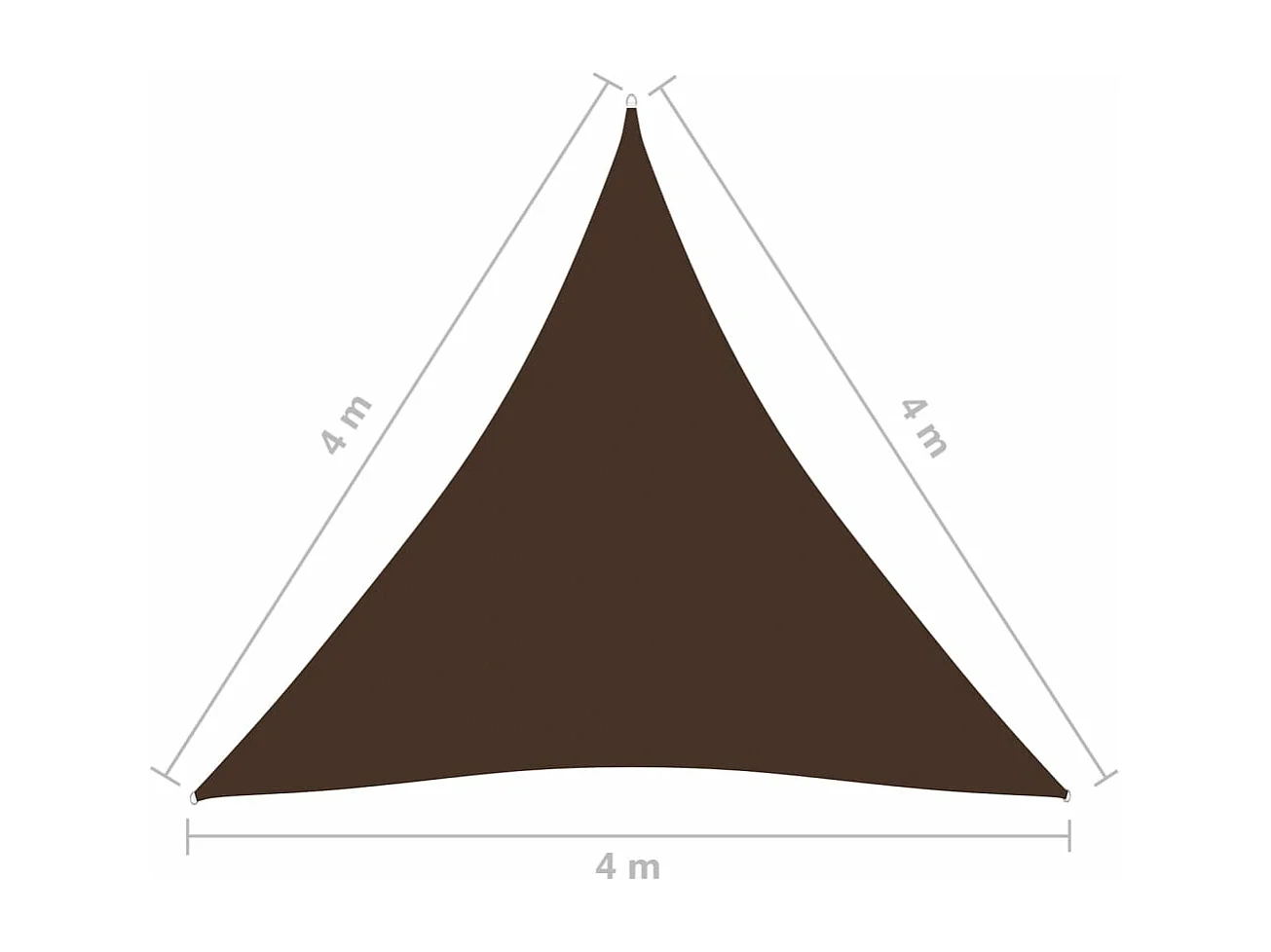Vela parasol triangular tela oxford 4x4x4 m marrón