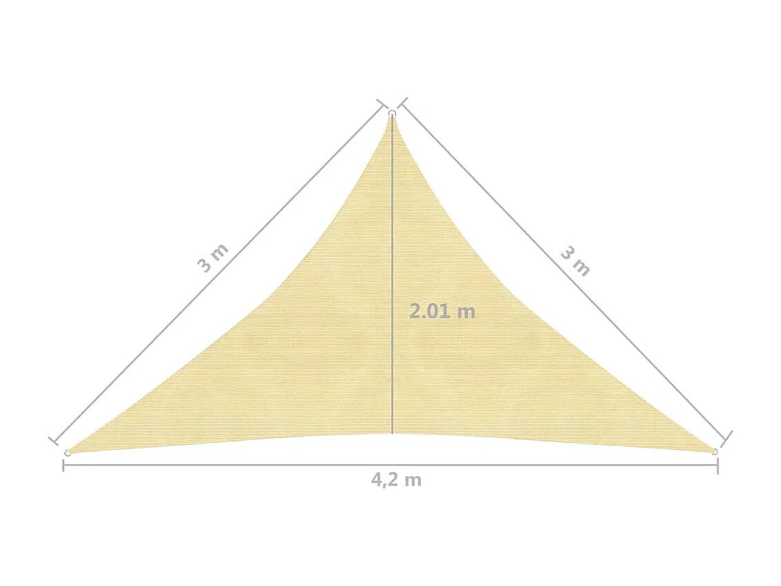Voile d'ombrage 160 g/m² Beige 3x3x4,2 m PEHD