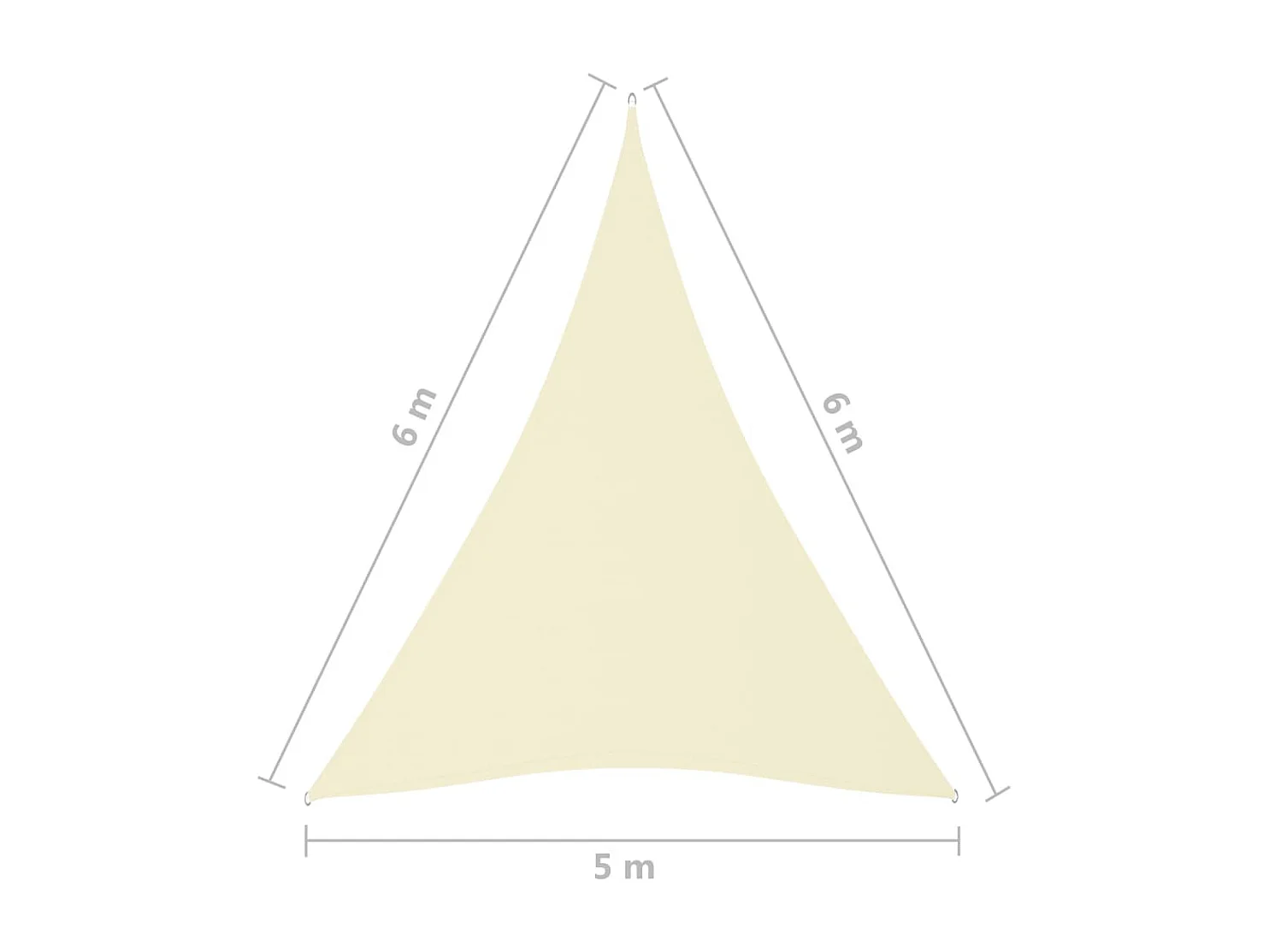 Voile de parasol tissu oxford triangulaire 5x6x6 m crème
