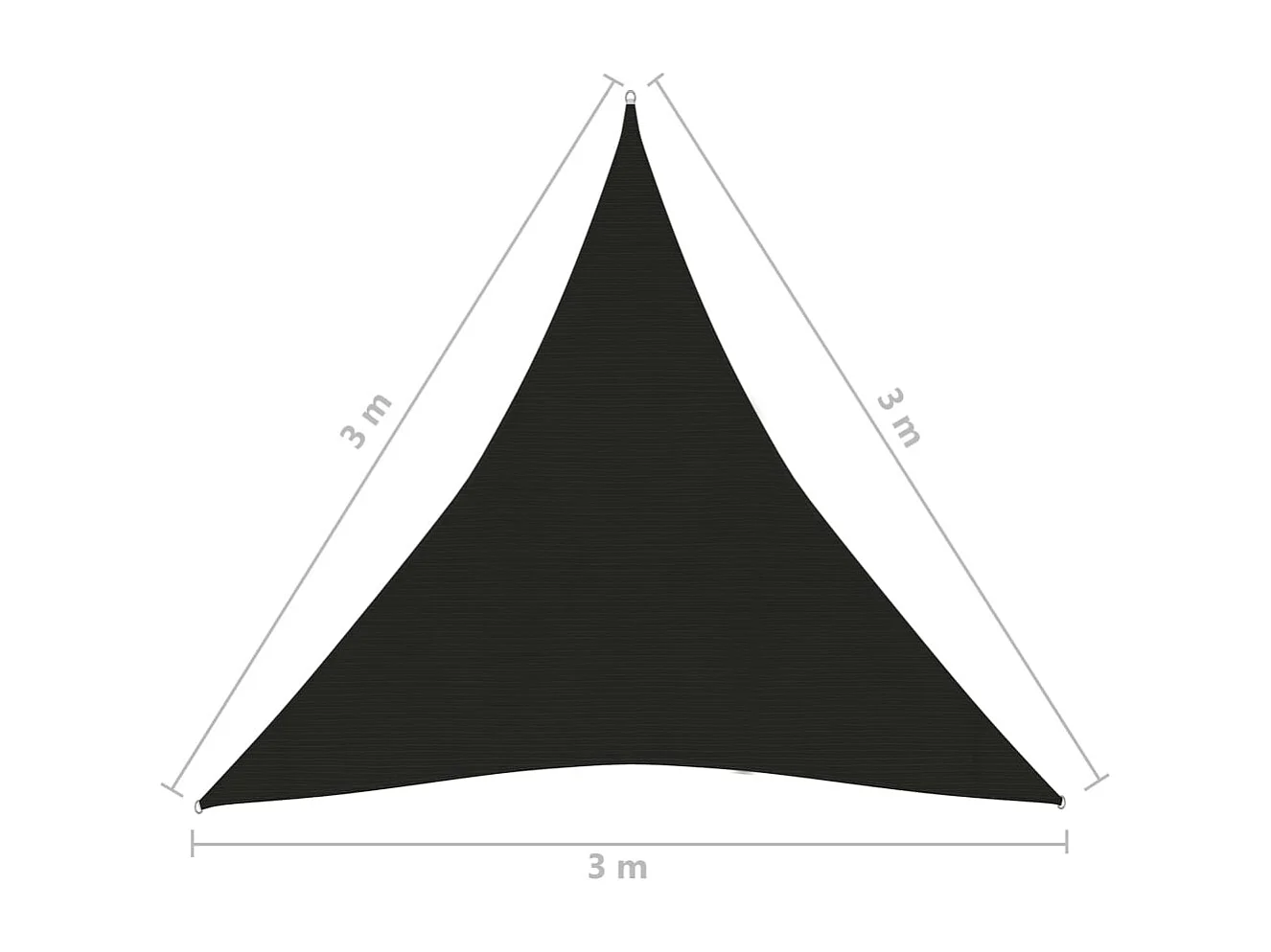 Voile d'ombrage 160 g/m² Noir 3x3x3 m PEHD