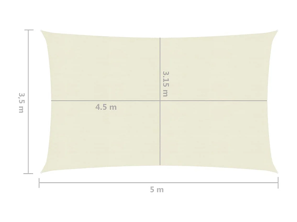 Voile d'ombrage 160 g/m² Crème 3,5x5 m PEHD