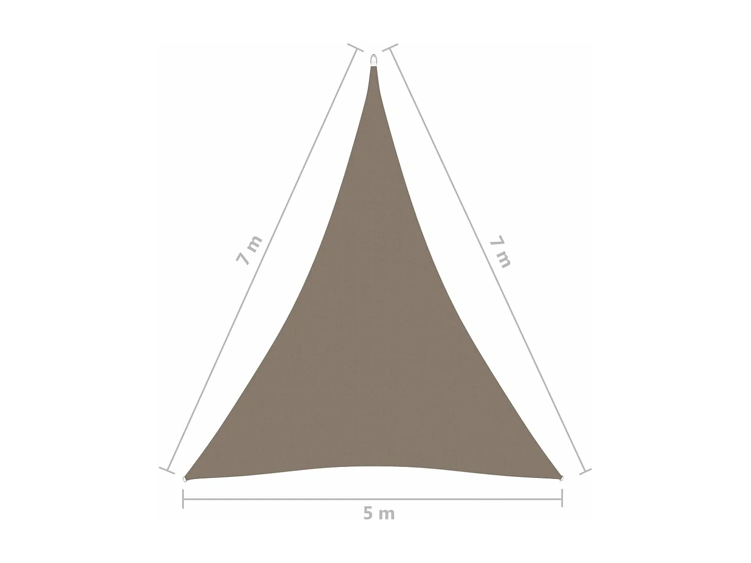 Vela parasole triangolare in tessuto oxford 5x7x7 mt tortora