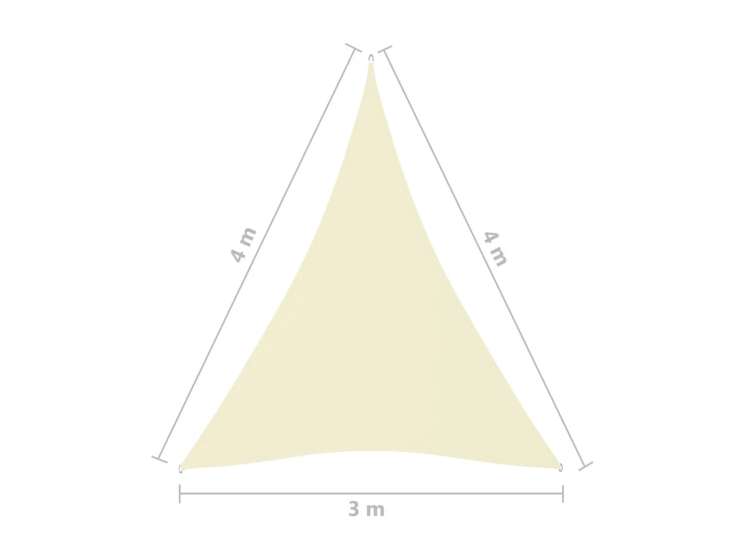 Voile de parasol tissu oxford triangulaire 3x4x4 m crème