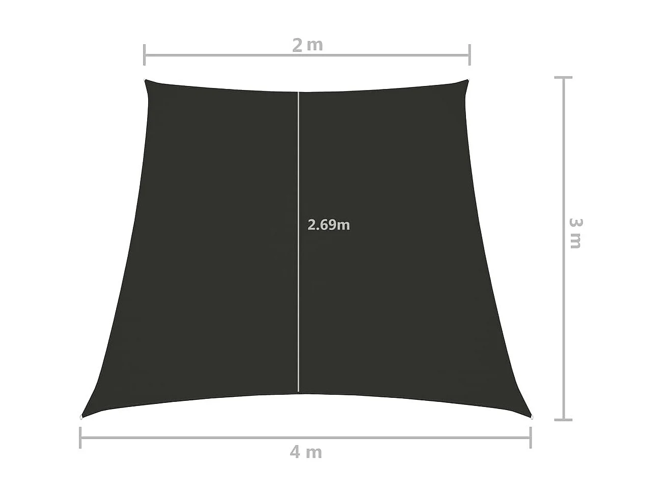 Guarda-sol vela Oxford tecido trapézio 2/4x3 m Antracite