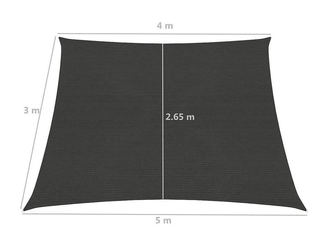 Vela de sombra 160 g/m² Antracita 4/5x3 m HDPE