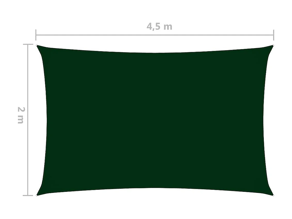 Voile de parasol tissu oxford rectangulaire 2x4,5 m vert foncé