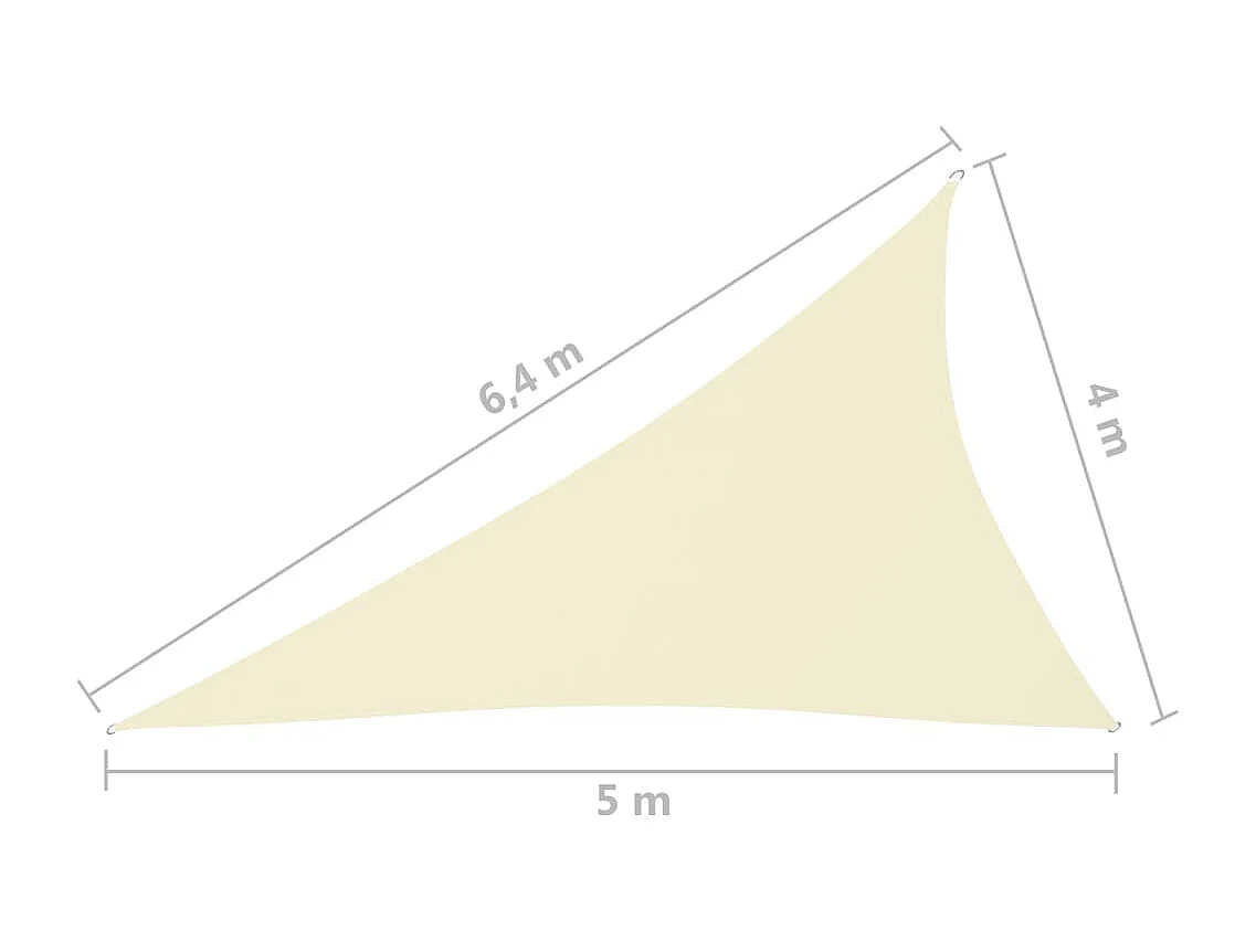 Guarda-sol vela triangular tecido oxford 4x5x6,4 m creme