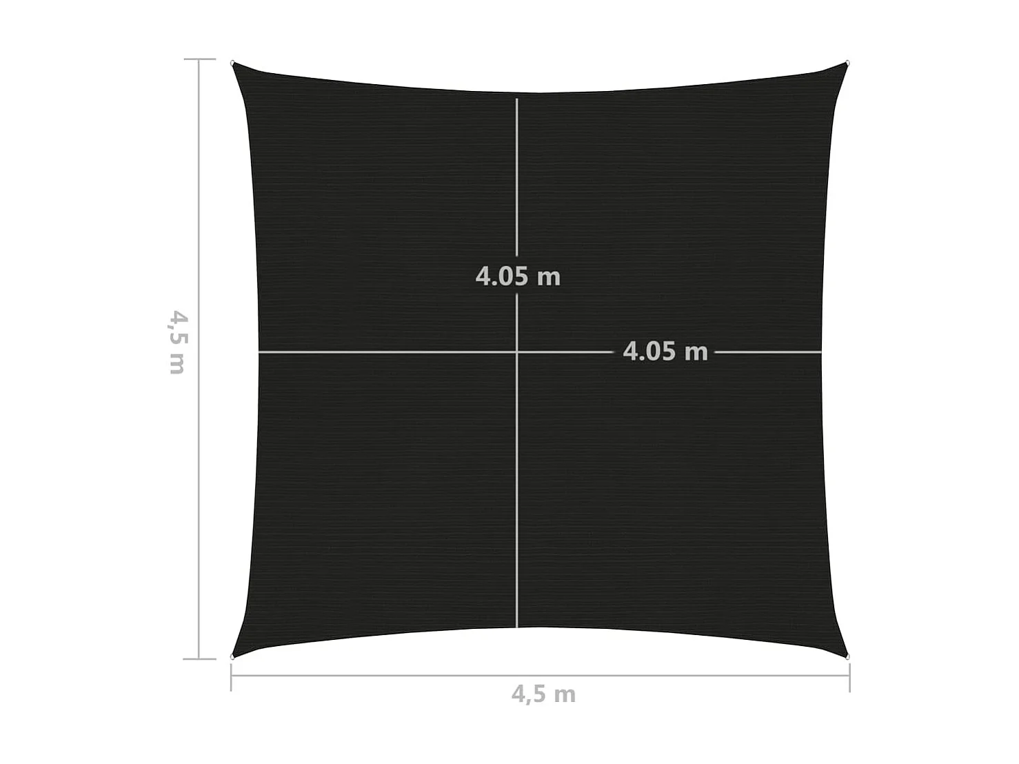 Voile d'ombrage 160 g/m² Noir 4,5x4,5 m PEHD