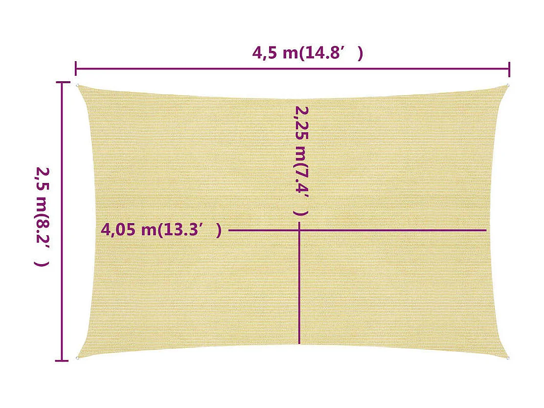 Vela ombreggiante 160 g/m² Beige 2,5x4,5 mt HDPE