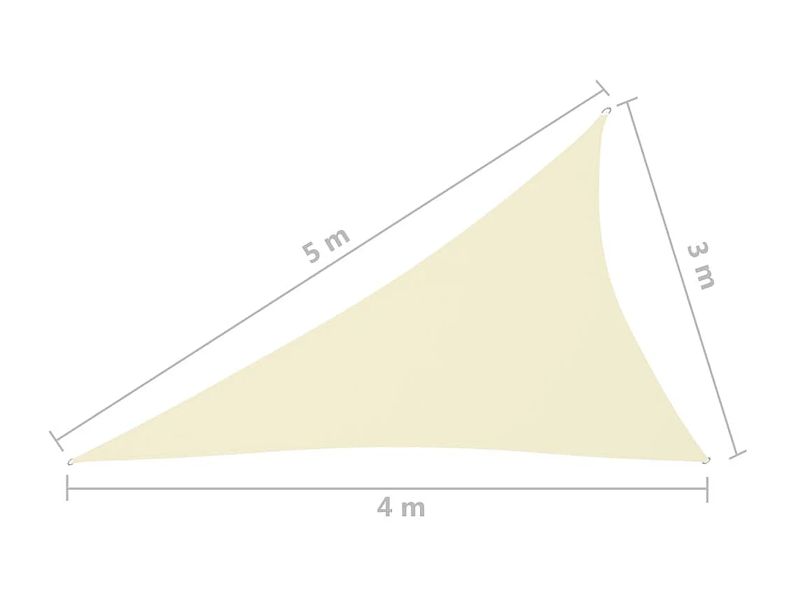 Sonnenschirmsegel dreieckiges Oxford-Gewebe 3x4x5 m creme