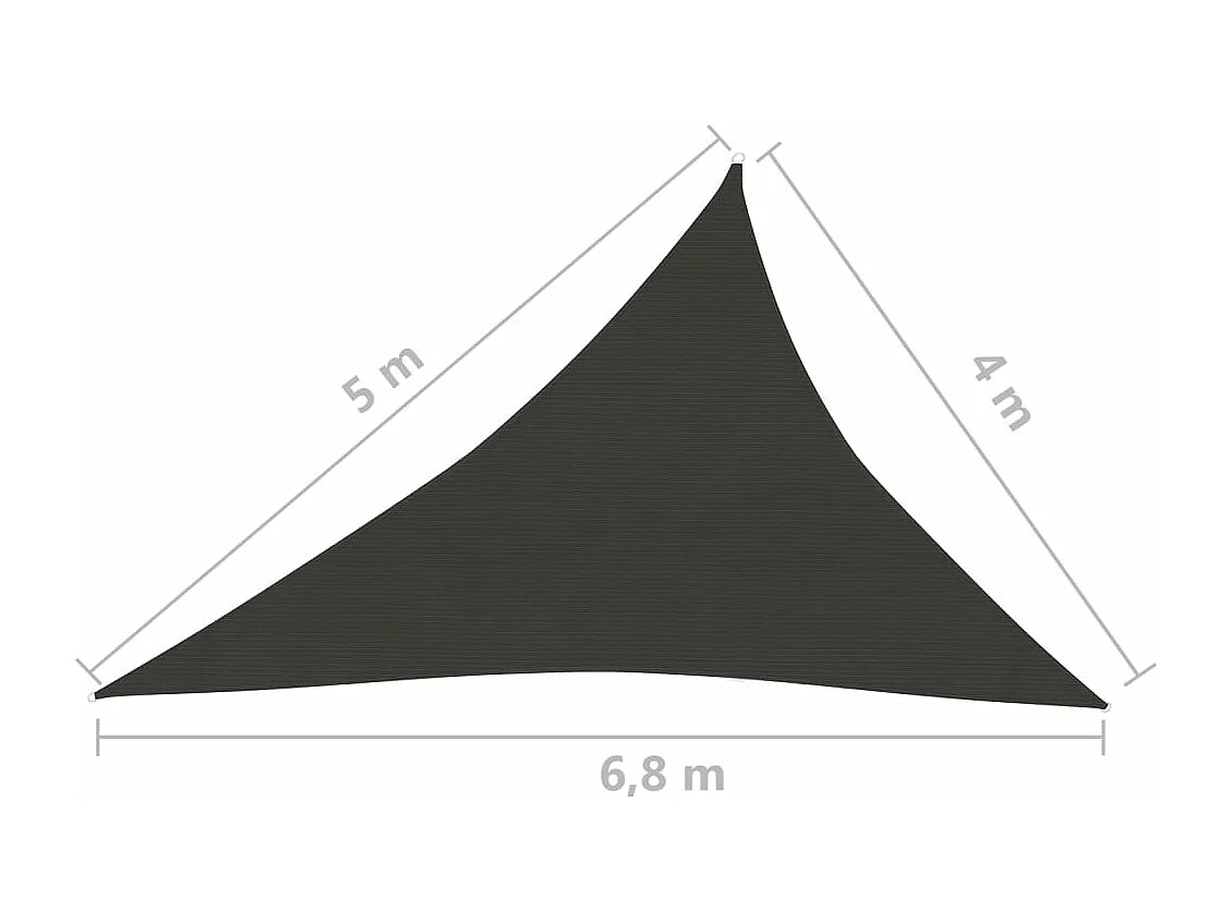 Voile d'ombrage 160 g/m² Anthracite 4x5x6,8 m PEHD