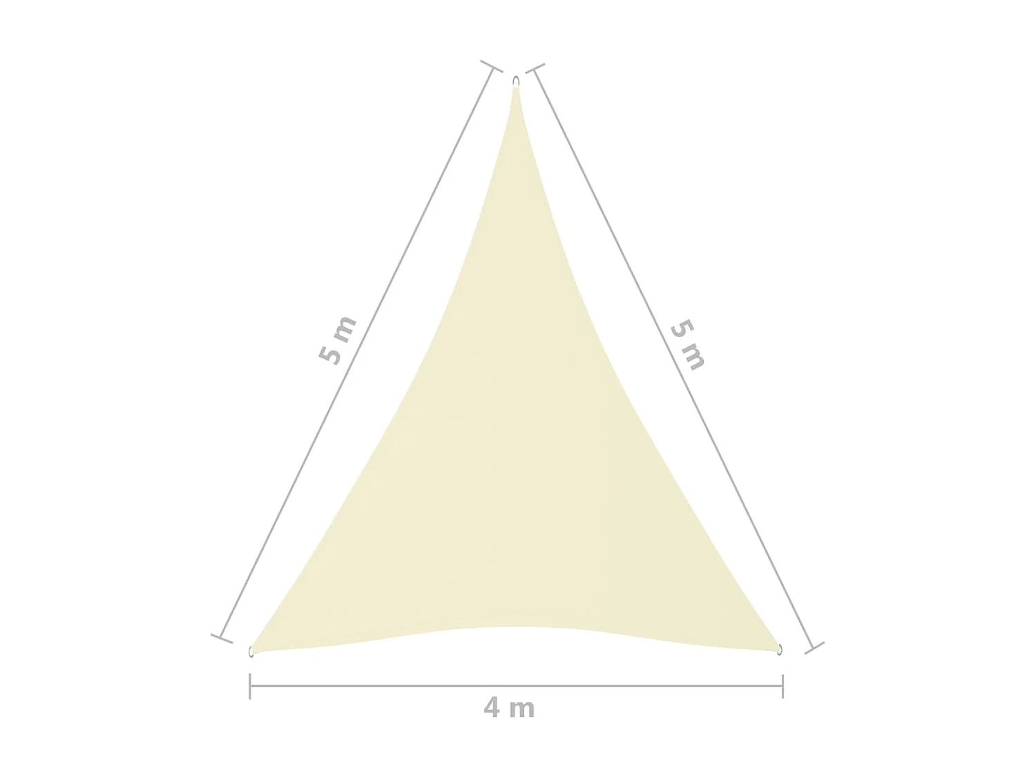 Voile de parasol tissu oxford triangulaire 4x5x5 m crème