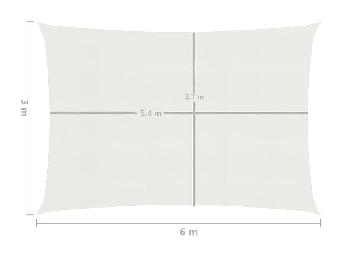Vela de sombra 160 g/m² Branco 3x6 m HDPE
