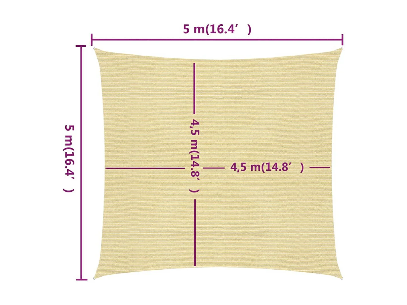 Schaduwdoek 160 g/m² Beige 5x5 m HDPE