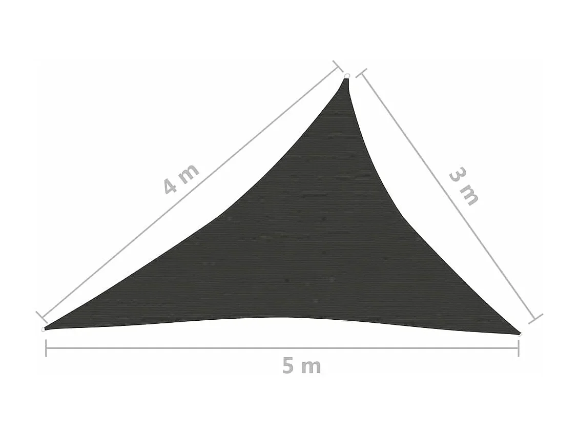 Vela de sombra 160 g/m² Negro 3x4x5 m HDPE