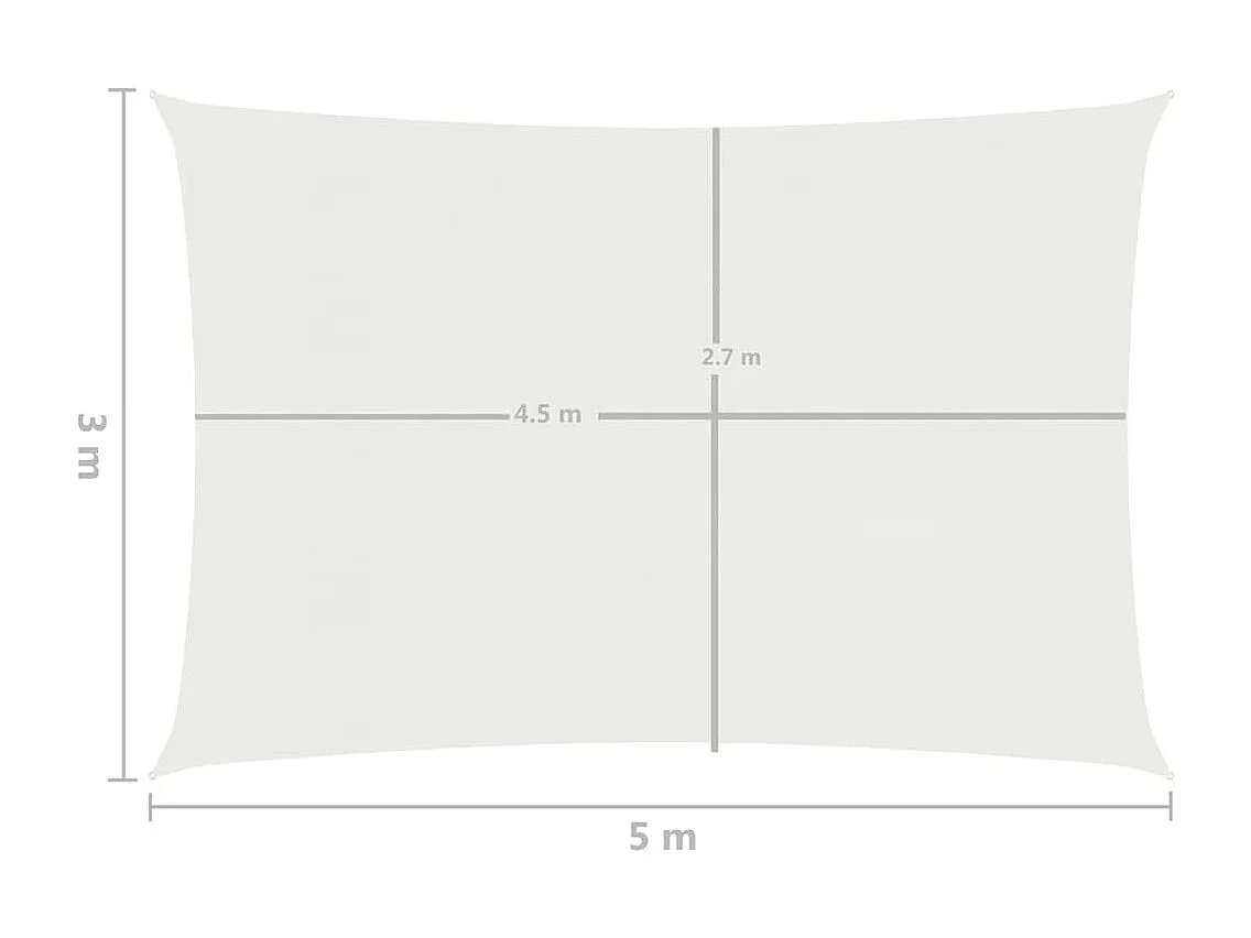 Sonnensegel 160 g/m² Weiß 3x5 m HDPE