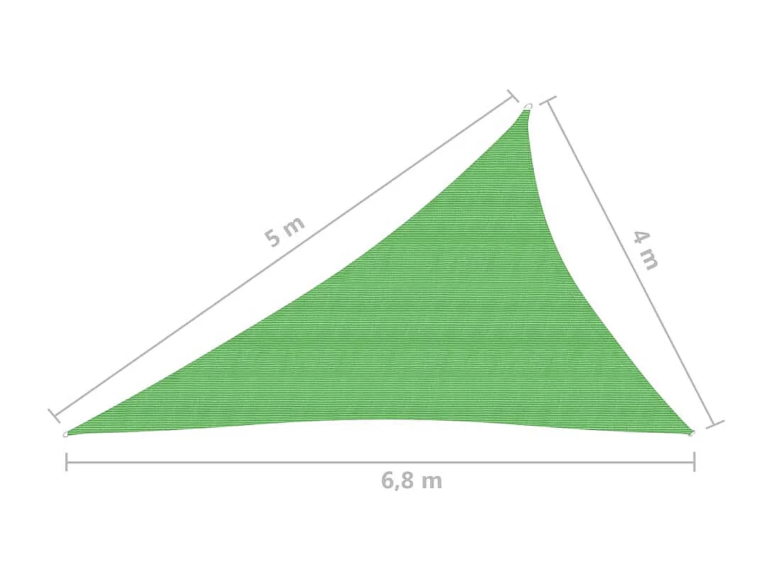 Voile d'ombrage 160 g/m² Vert clair 4x5x6,8 m PEHD