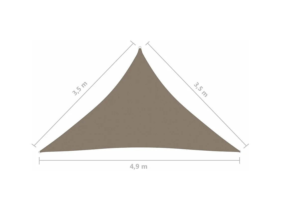 Voile de parasol tissu oxford triangulaire 3,5x3,5x4,9 m taupe