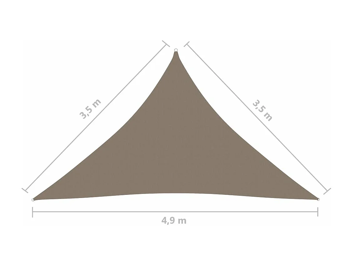 Vela parasol triangular tela oxford 3,5x3,5x4,9 m topo