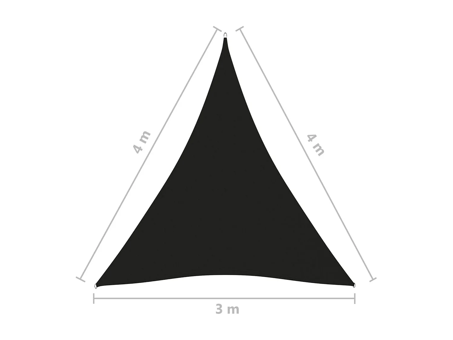 Guarda-sol vela triangular tecido oxford 3x4x4 m preto
