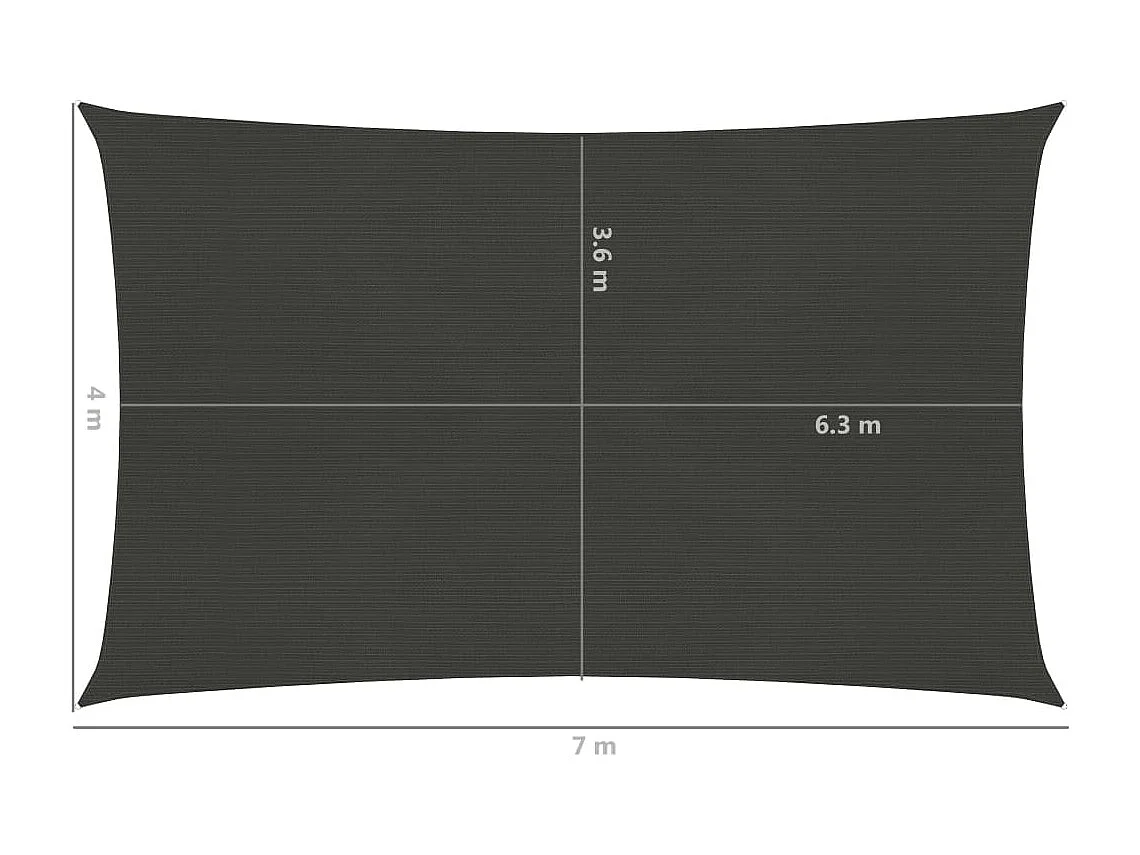 Vela de sombra 160 g/m² Antracite 4x7 m HDPE