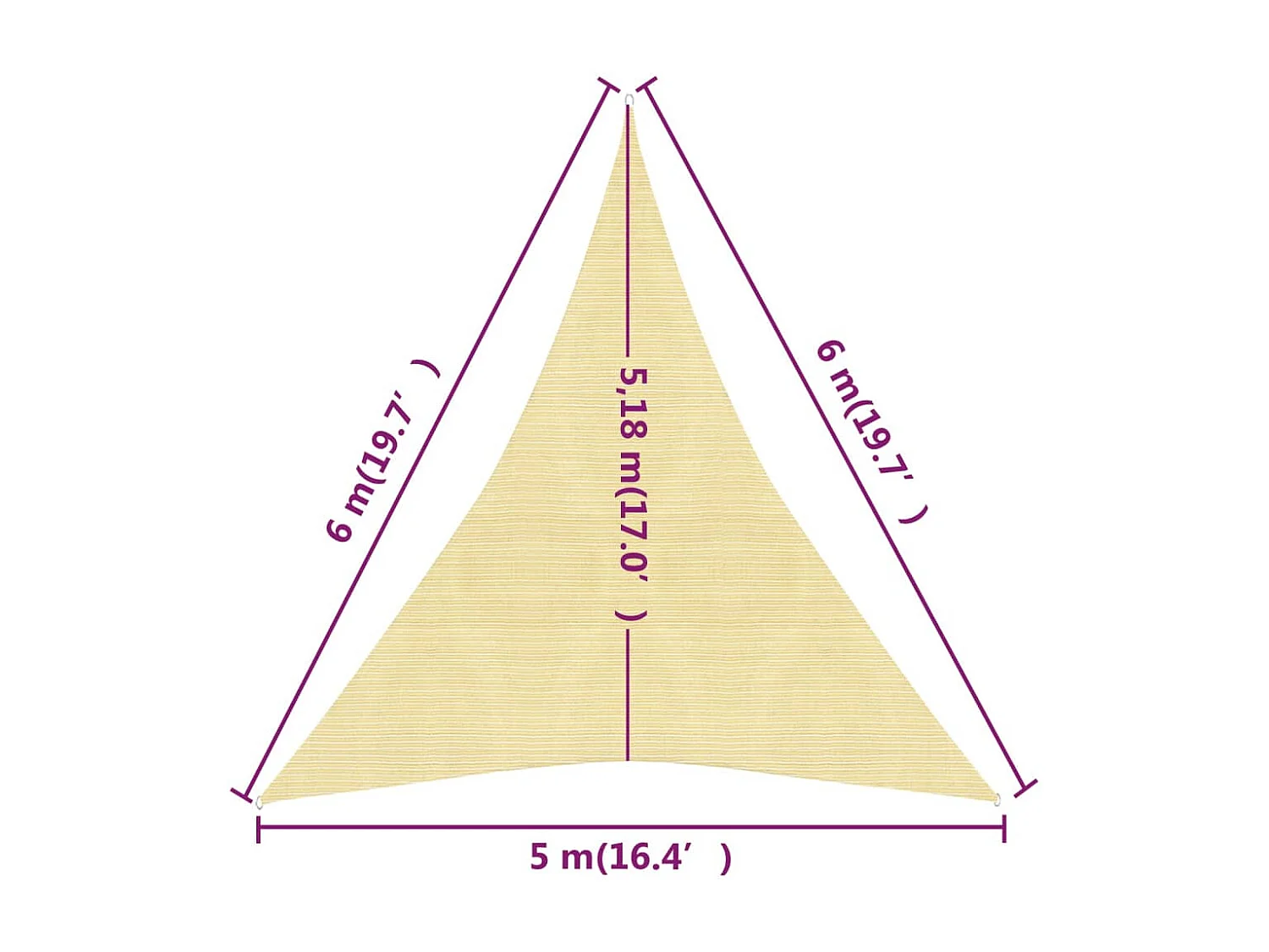 Voile d'ombrage 160 g/m² Beige 5x6x6 m PEHD