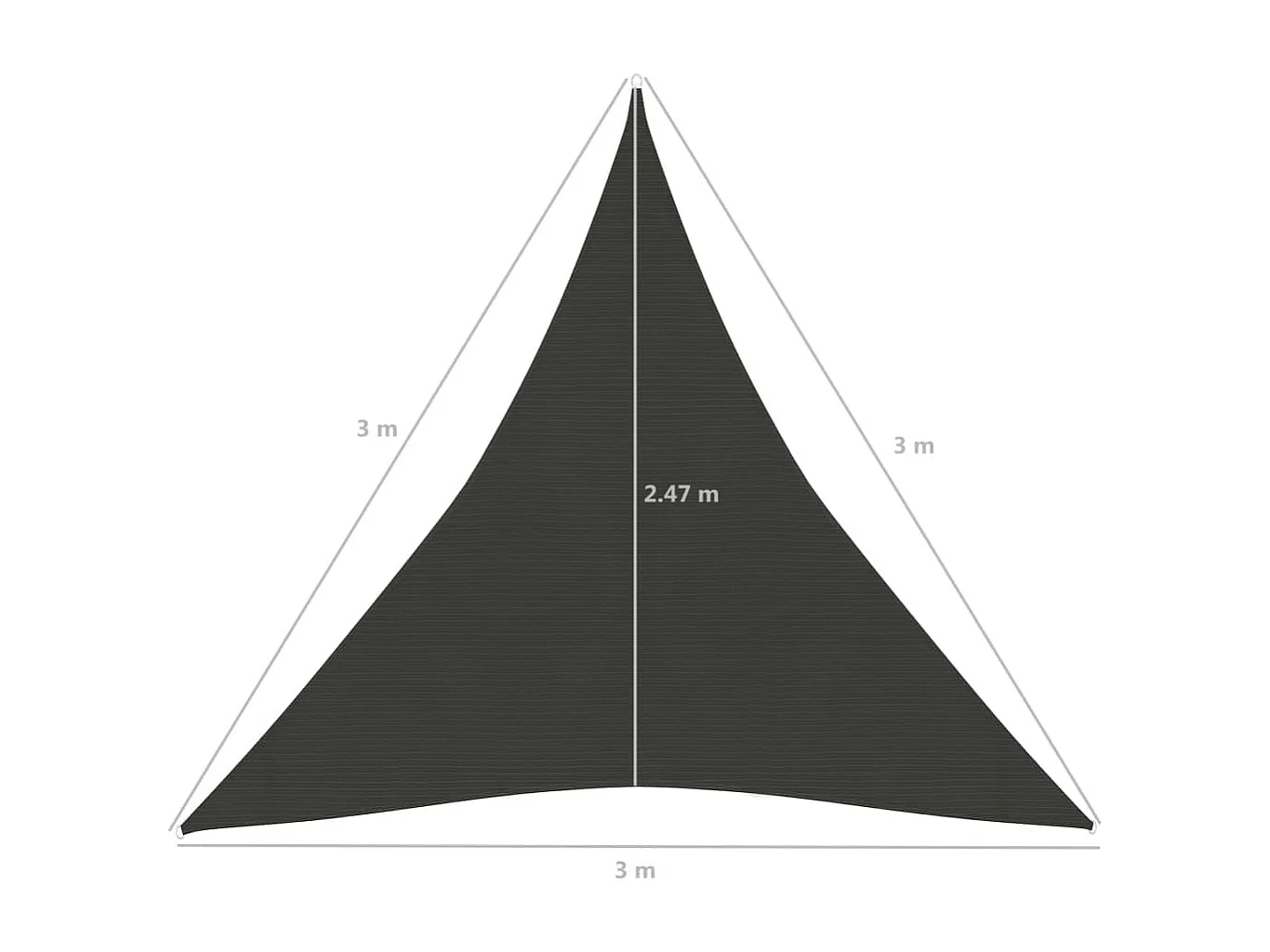 Sonnensegel 160 g/m² Anthrazit 3x3x3 m HDPE